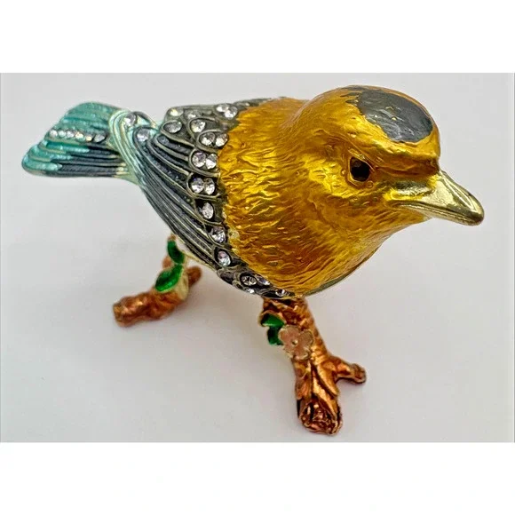 QIFU Decorative Hand Painted Lovely Bird Hinged Jewelry Trinket Box - Picture 2 of 6